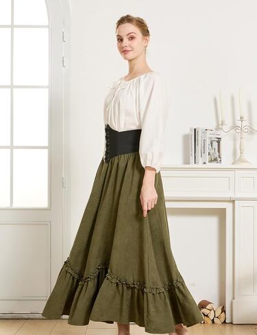 BEAUTELICATE Victorian Medieval Skirt Renaissance Costume Women Skirt with Pockets in Saudi Arabia