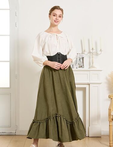 BEAUTELICATE Victorian Medieval Skirt Renaissance Costume Women Skirt with Pockets in Saudi Arabia