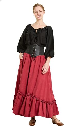BEAUTELICATE Victorian Medieval Skirt Renaissance Costume Women Skirt with Pockets in Saudi Arabia