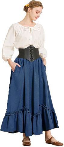 BEAUTELICATE Victorian Medieval Skirt Renaissance Costume Women Skirt with Pockets in Saudi Arabia