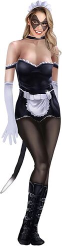 Sipumia Women Halloween Bodysuit Chest Animal Printed Cosplay Skinny Catsuit Fullbody Jumpsuit Costumes with Tail in Kuwait