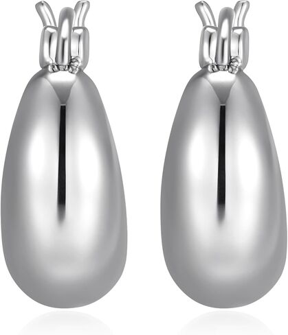 Amazon Essentials (Demi's Pick) Bold Hoop Earrings for Women - Fine Silver Plated, Trendy Jewelry in Saudi Arabia