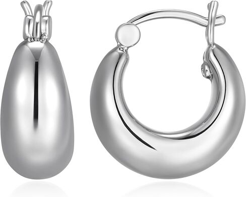 Amazon Essentials (Demi's Pick) Bold Hoop Earrings for Women - Fine Silver Plated, Trendy Jewelry in Saudi Arabia