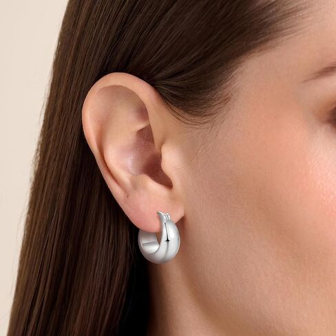 Amazon Essentials (Demi's Pick) Bold Hoop Earrings for Women - Fine Silver Plated, Trendy Jewelry in Saudi Arabia