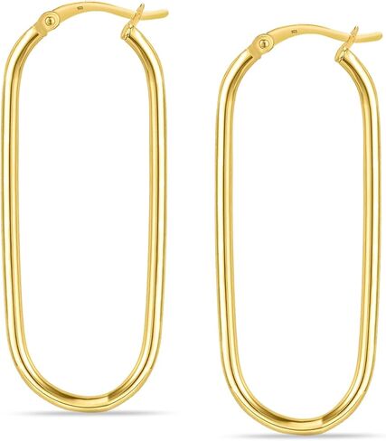 Charmsy 925 Sterling Silver Post Oval Hoop Earrings for Women | 18K Gold-Plated Large Hoops Earring-53mm in Saudi Arabia