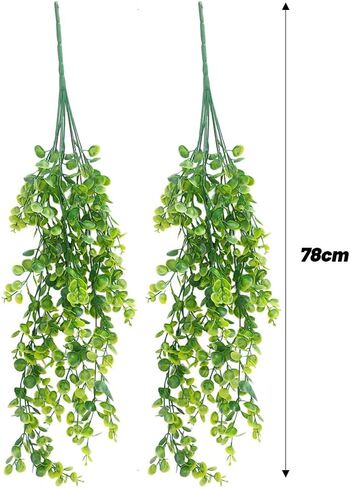 2PCS 78cm Artificial Eucalyptus Rattan Green Fake Plant Ivy DIY for Indoor Outdoor Wall House Weddings Patios Porches Decor in Saudi Arabia