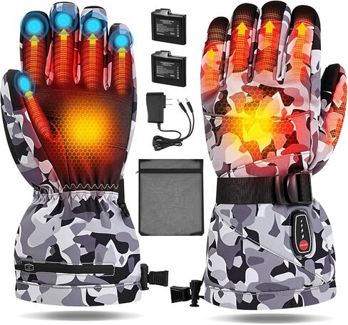 Acroutro Heated Gloves for Men&Women, 5-Temp Settings Camouflage Rechargeable with 7.4V 3200mAh Rechargeable Battery, Waterproof Touchscreen Winter Gloves for Skiing,Motorcycle, Work, Hunting in Saudi Arabia