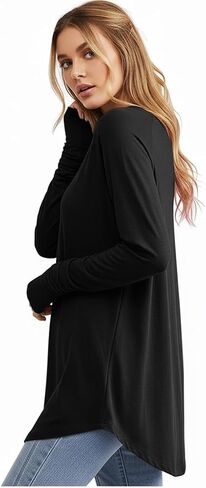 Long Sleeve Shirts for Women Tunic Tops Thumb Hole Oversized Tshirts Fall Outfits in Saudi Arabia