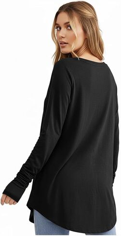 Long Sleeve Shirts for Women Tunic Tops Thumb Hole Oversized Tshirts Fall Outfits in Saudi Arabia