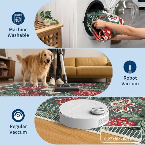 garveehome الأزهار عيد الميلاد السجاد قابل للغسل 5x7 منطقة البساط لغرفة المعيشة، رمادي أخضر خمر بوهو كوخ رمي السجاد منخفضة كومة السجاد لغرفة النوم الطعام الحضانة البساط in Saudi Arabia