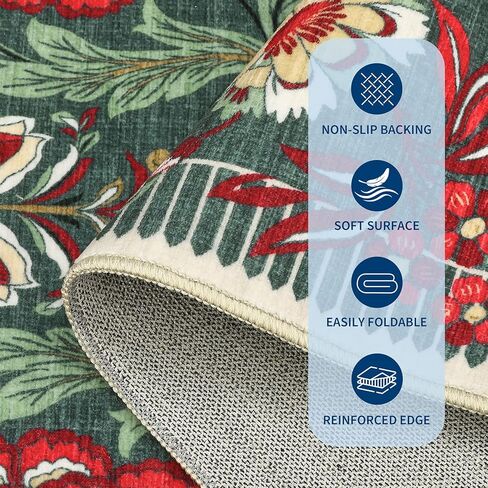 garveehome الأزهار عيد الميلاد السجاد قابل للغسل 5x7 منطقة البساط لغرفة المعيشة، رمادي أخضر خمر بوهو كوخ رمي السجاد منخفضة كومة السجاد لغرفة النوم الطعام الحضانة البساط in Saudi Arabia