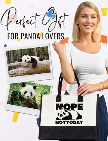 حقيبة حمل قماشية من InnoBeta Panda Gifts، مع سحاب إغلاق علوي وحزام كتف لعيد الميلاد، وعيد الأم، والكريسماس - لا ليس اليوم in Saudi Arabia