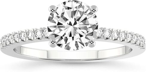 خاتم ألماس من شركة DIAMONDS Lab Grown للنساء معتمد من IGI | 1-5 قيراط جيا سيكريت هالة مزدوجة خاتم الخلود | ذهب أبيض أو أصفر أو وردي عيار 14 أو 18 قيراط | جودة FG-VS in Kuwait