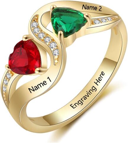 BETHZA 10K 14K 18K Solid Gold Name Ring for Women Personalized, Custom Promise Love Engraved Ring Bands with Birthstone Jewelry Gift for Engagement Mother's Day Christmas in Saudi Arabia