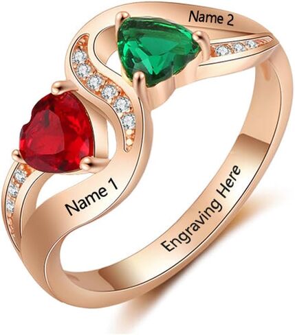 BETHZA 10K 14K 18K Solid Gold Name Ring for Women Personalized, Custom Promise Love Engraved Ring Bands with Birthstone Jewelry Gift for Engagement Mother's Day Christmas in Saudi Arabia
