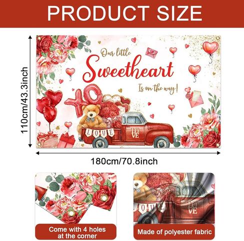 Mocsicka Valentine's Day Baby Shower Backdrop 7x5ft Valentine's Day Theme Baby Shower Decorations Background A Little Sweetheart is on The Way Photography Background in Saudi Arabia