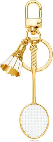 Gold Tone Tennis Racket Ball Keychain - Sparkling Crystal Tennis Charm Keyring Ideal for Tennis Bags Handbag Purses in Saudi Arabia