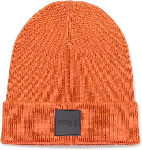 BOSS Men's Square Logo Ribbed Beanie in Saudi Arabia