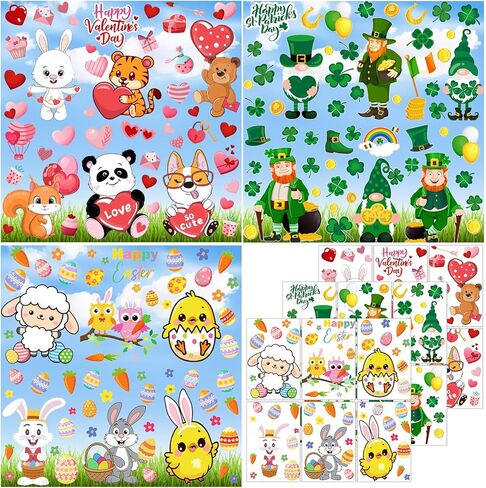 Cholemy 18 Sheets Holiday Window Clings مجموعة عيد الشكر عيد الميلاد in Saudi Arabia