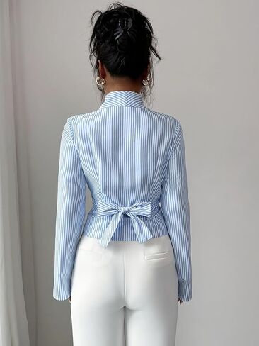 2025 Womens Long Sleeve Button Up Shirt Fall Single-Breasted Striped Casual Blouse Tops in Saudi Arabia