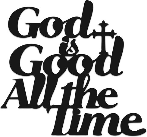 JEWLOVE لوحة فنية جدارية مسيحية - الله جيد، لوحة فنية جدارية دينية مع صلبان لتزيين الحائط، ديكور جدار معدني أسود لعيد الميلاد 12 × 11 بوصة in Kuwait