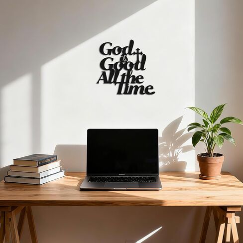 JEWLOVE لوحة فنية جدارية مسيحية - الله جيد، لوحة فنية جدارية دينية مع صلبان لتزيين الحائط، ديكور جدار معدني أسود لعيد الميلاد 12 × 11 بوصة in Kuwait