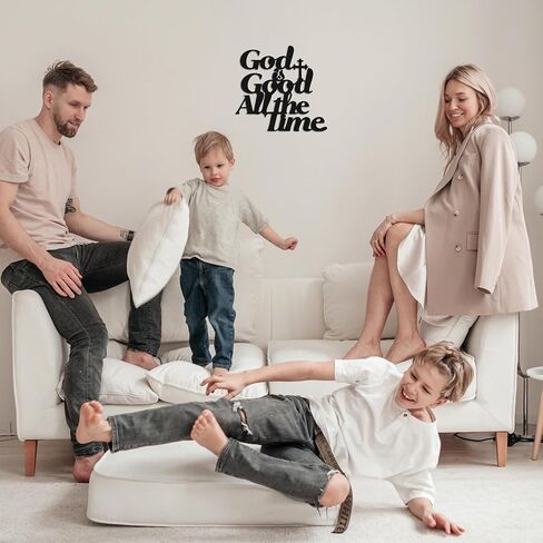 JEWLOVE لوحة فنية جدارية مسيحية - الله جيد، لوحة فنية جدارية دينية مع صلبان لتزيين الحائط، ديكور جدار معدني أسود لعيد الميلاد 12 × 11 بوصة in Kuwait