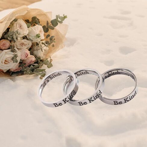 Locrccl Be Kind Of A Bitch Mantra Ring Be Kind Of A Feral Bitches Ring Stainless Steel Ring Inspiration Jewelry Good Friend Jewelry Sorority Sisters Friends Jewelry in Saudi Arabia