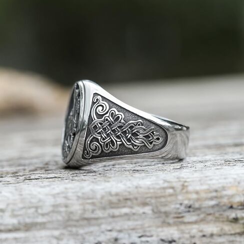 St. George and the Dragon Stainless Steel Ring – Bold Design, Comfortable Fit – Religious Symbol of Strength and Courage – Great for Men Size 7-13 in Saudi Arabia