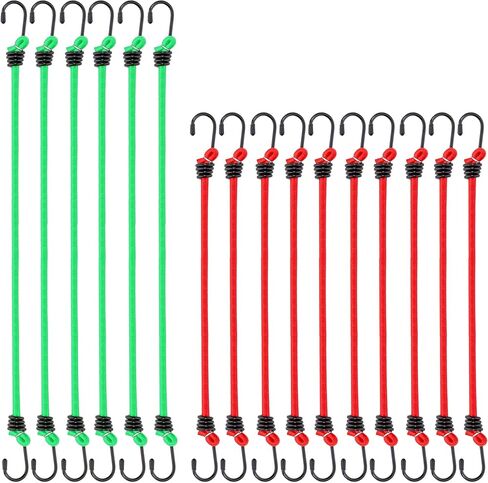 CARTMAN 30pcs Heavy Duty Bungee Cords with Hooks - Assortment in Jar, Including Tarp Clips, Canopy Ties & Ball Bungees for Secure Outdoor and Indoor Use in Saudi Arabia