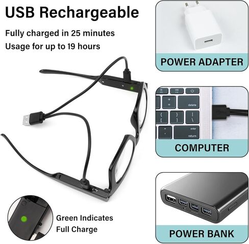 نظارات مكبرة DuanMei مع نظارات قراءة خفيفة قابلة لإعادة الشحن وقارئات LED ساطعة مع أضواء للقراءة عن قرب في العمل in Saudi Arabia