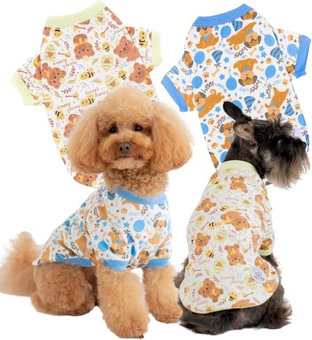 Pippo's Shop 2 Pack Dog T-Shirt Premium Peru Cotton-Fashyable و Gut و Pet Wappy Lightweight Endight Puppy Shirt قميصًا ناعمًا على جرو التنفس (Pawberry+آيس كريم جرو ، X-Small) in Kuwait