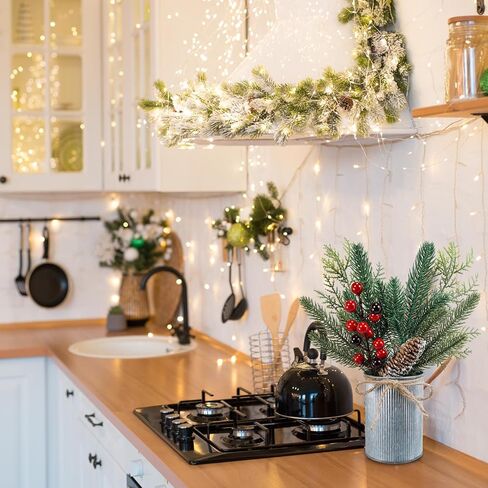 Winlyn 3 Pack Christmas Artificial Potted Plants Christmas Greenery Red Berry and Snowy Pinecone in Small Rustic Galvanized Metal Pot Farmhouse Centerpiece for Holiday Winter Home Tiered Tray Tabletop in Saudi Arabia