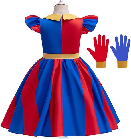 IBTOM CASTLE Kids Girls Circus Clown Halloween Costume Flutter Sleeve Ruffle Dress Cosplay Carnival Party in Saudi Arabia
