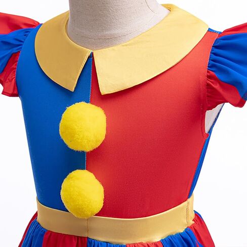 IBTOM CASTLE Kids Girls Circus Clown Halloween Costume Flutter Sleeve Ruffle Dress Cosplay Carnival Party in Saudi Arabia
