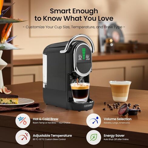 Magician1 Mini Coffee Maker for Nespresso Original, Dolce Gusto, Lavazza Blue, ESE Pods, 19-Bar Espresso Machine for Grounds, Coffee Machine with adjustable Temp & Cup Size, 21oz Reservoir in Saudi Arabia