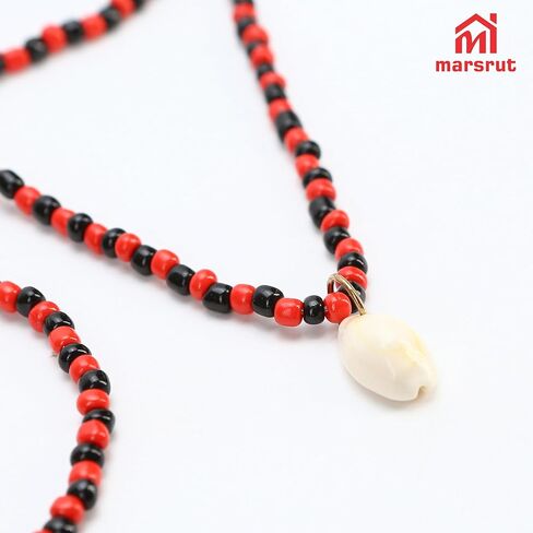Marsrut 2Pcs Santeria Beads Necklace & Bracelet Set, Elekes Ifa Beads, Collares de Santeria Ileke Elegua Collar with Cowrie Shell Pendant, Shango Oya Yoruba Orisha Protection Jewelry, Unisex Stretch in Saudi Arabia