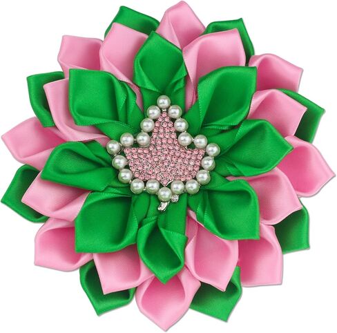 Greek Sorority Brooch Pin for Women Sororiy Paraphernalia Gift Pink Green Flower Brooch Pin Sisterhood Jewelry for Colthing in Saudi Arabia