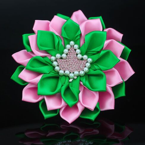 Greek Sorority Brooch Pin for Women Sororiy Paraphernalia Gift Pink Green Flower Brooch Pin Sisterhood Jewelry for Colthing in Saudi Arabia