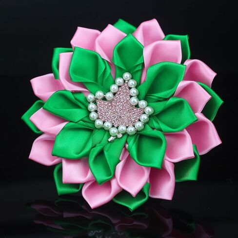 Greek Sorority Brooch Pin for Women Sororiy Paraphernalia Gift Pink Green Flower Brooch Pin Sisterhood Jewelry for Colthing in Saudi Arabia