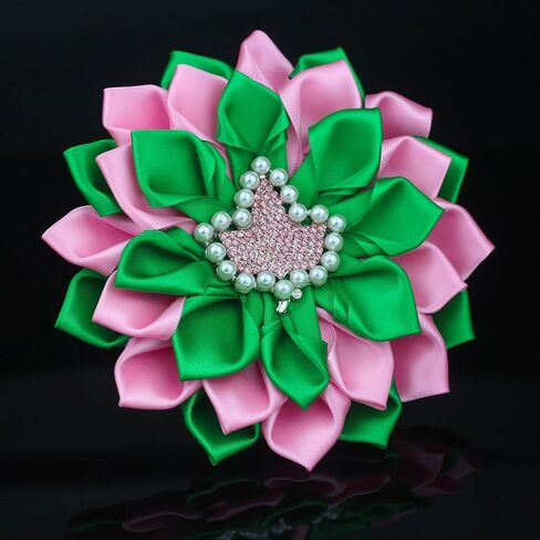 Greek Sorority Brooch Pin for Women Sororiy Paraphernalia Gift Pink Green Flower Brooch Pin Sisterhood Jewelry for Colthing in Saudi Arabia