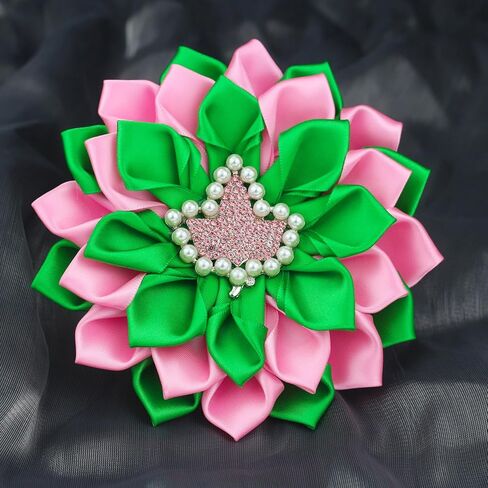 Greek Sorority Brooch Pin for Women Sororiy Paraphernalia Gift Pink Green Flower Brooch Pin Sisterhood Jewelry for Colthing in Saudi Arabia