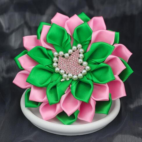 Greek Sorority Brooch Pin for Women Sororiy Paraphernalia Gift Pink Green Flower Brooch Pin Sisterhood Jewelry for Colthing in Saudi Arabia