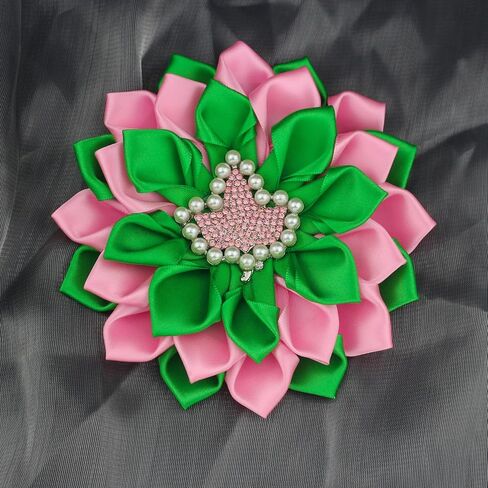 Greek Sorority Brooch Pin for Women Sororiy Paraphernalia Gift Pink Green Flower Brooch Pin Sisterhood Jewelry for Colthing in Saudi Arabia