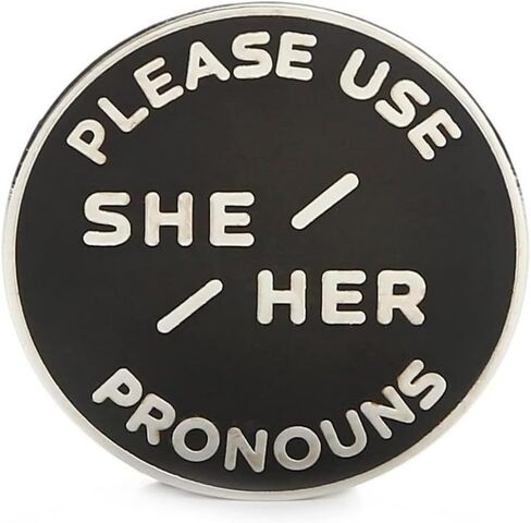 She Her Pronoun Brooch Button Non-Binary Badge Enamel Lapel Pin - NB Pride Genderqueer Gender Identity Pin in Saudi Arabia