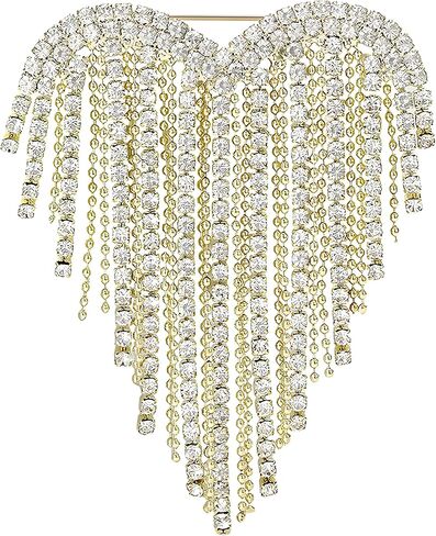 coadipress Rhinestones Heart Tassel Brooch Pin for Women Elegant Crystal Heart Shape Tassel Brooch Sparkly Dress Suit Shirt Ceremony Clothes Wedding Party Jewelry Accessories in Saudi Arabia