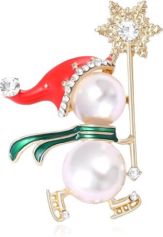 Christmas Brooch Pins for women Rhinestone Enamel Christmas Santa Claus Cartoon Snowman Brooch Pins Christmas Jewelry in Saudi Arabia