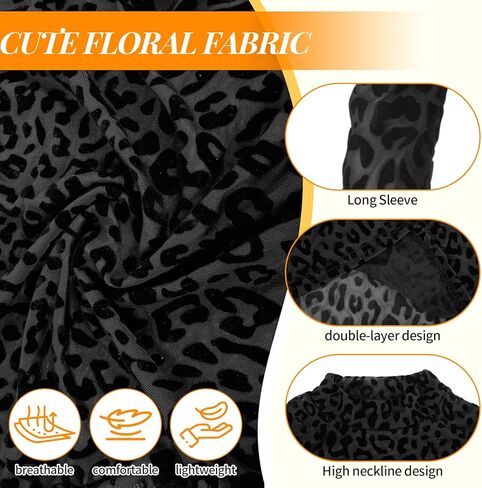 PT Haahoos بلوزة شبكية بطباعة الفهد للنساء قميص شفاف بأكمام طويلة بلوزة برقبة وهمية لحفلات الخروج in Kuwait