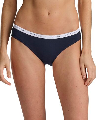 Tommy Hilfiger Women's 5 Pack Classic Cotton Logo Bikini, Red/Navy/White/Heather Grey/Black, Large in Saudi Arabia