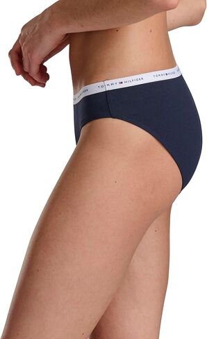 Tommy Hilfiger Women's 5 Pack Classic Cotton Logo Bikini, Red/Navy/White/Heather Grey/Black, Large in Saudi Arabia